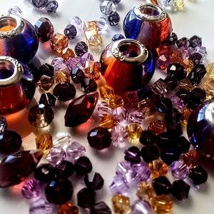 Sterling Silver Glass & Bicone Assorted Beads 180 ct